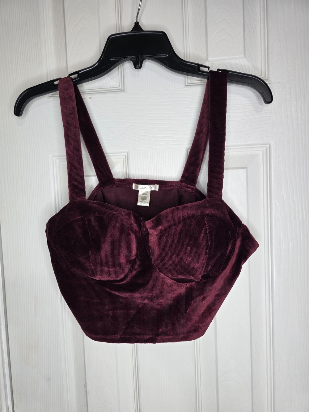 Bozzolo Burgundy Velvet Crop Top